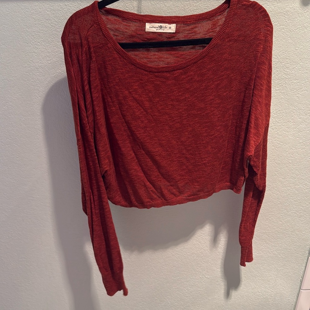 Natural Life cropped red sweater NWOT